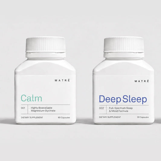 The Night Ritual: MATRĒ Calm and Deep Sleep bottles