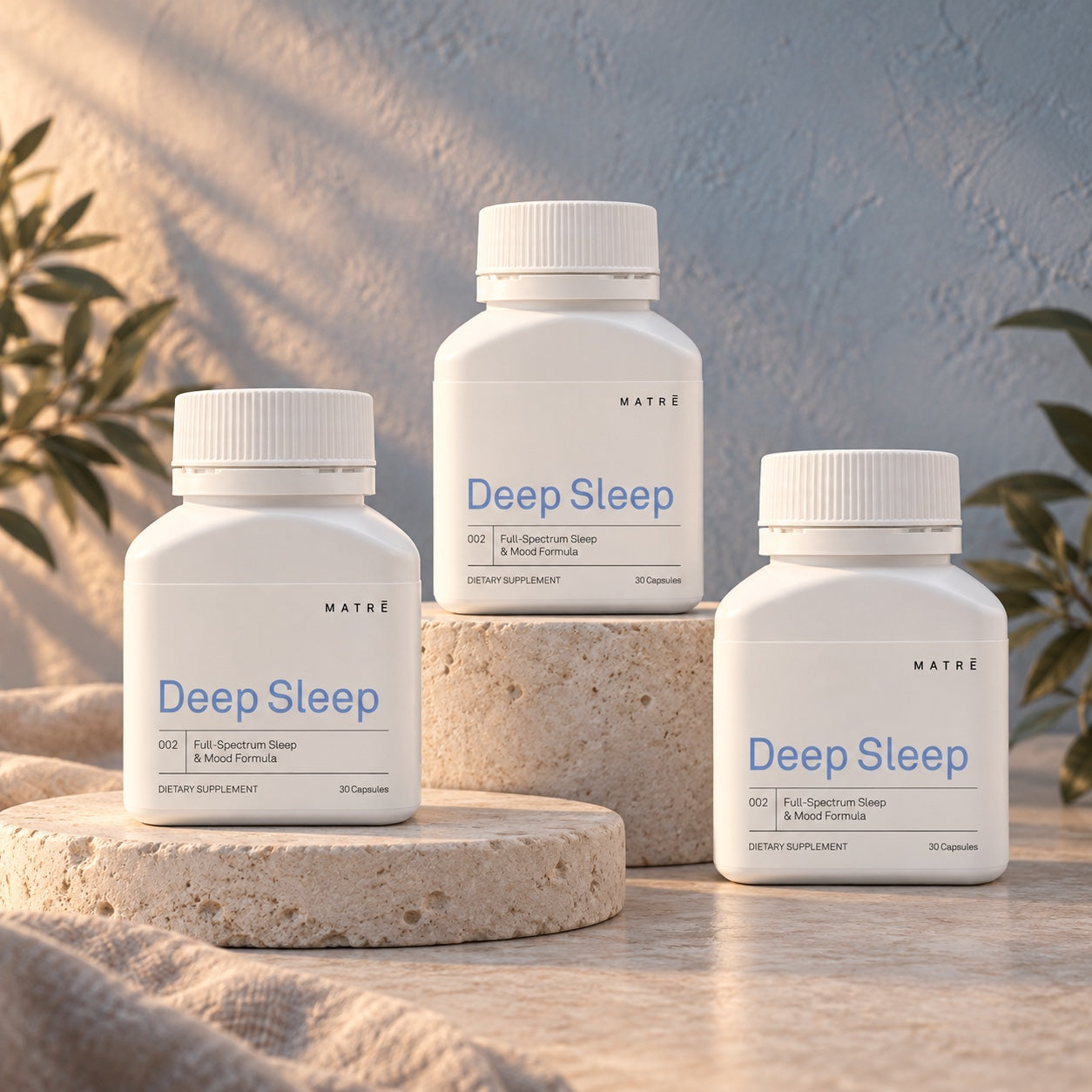Three Matrē Deep Sleep bottles
